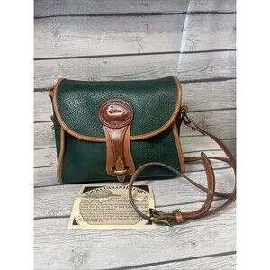 Vintage Dooney & Bourke Essex Crossbody Green All Weather Leather Bag Purse USA